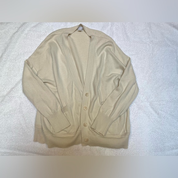 Nordstrom Cardigan - Cashmere/ Cotton Button Down Cardigan Beige XL Cabin Core - Picture 3 of 11
